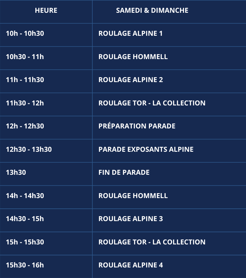 Programme circuit de l'évènement.