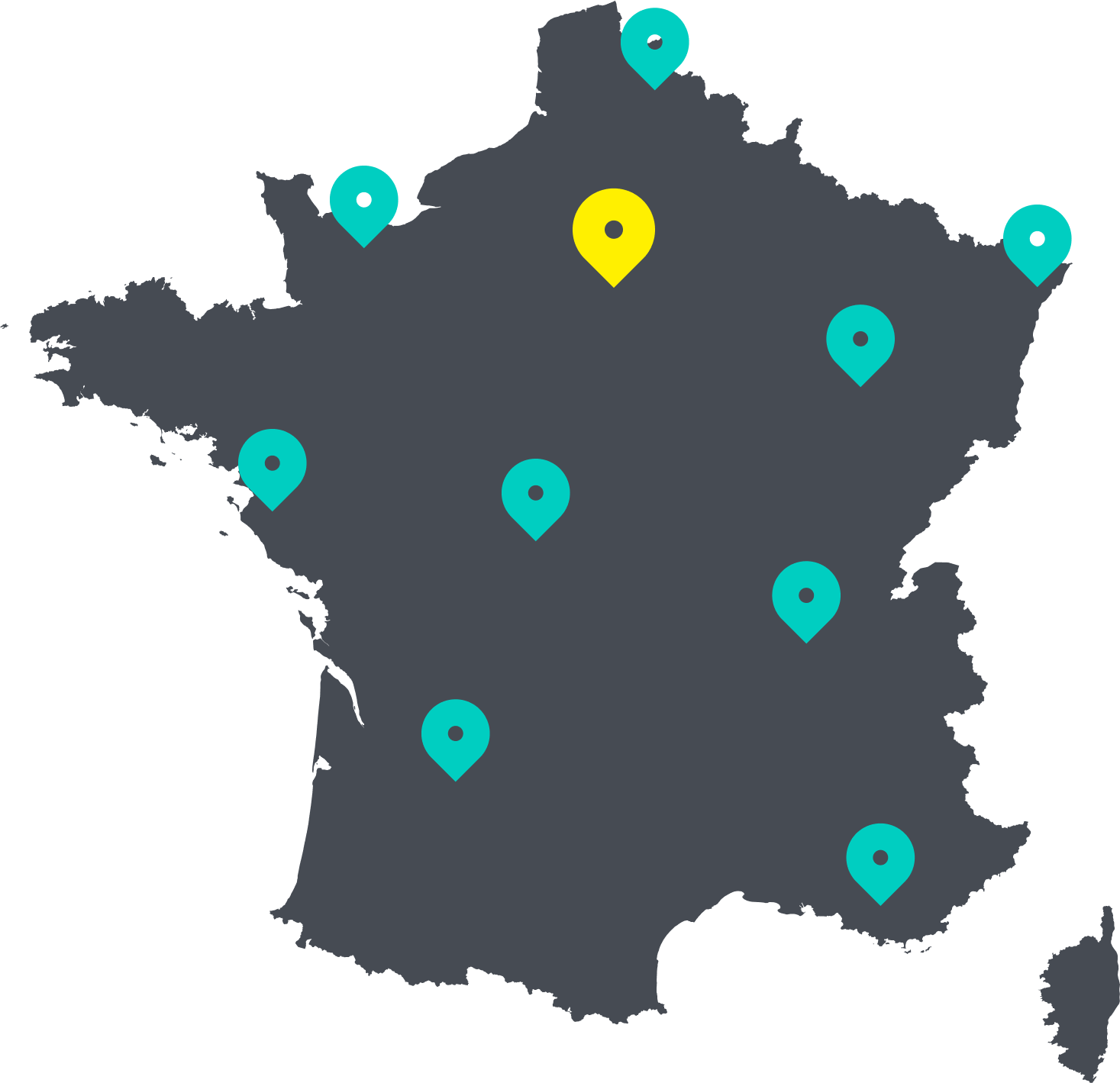 carte des régions TBH de France