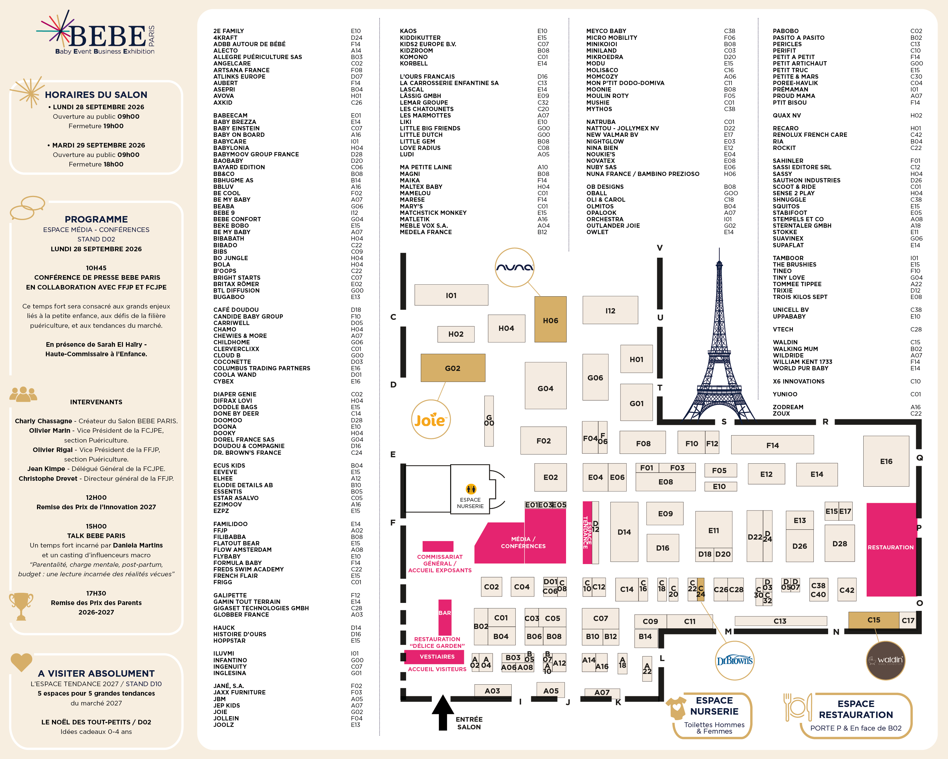 Plan & Animations BEBE Paris 2026