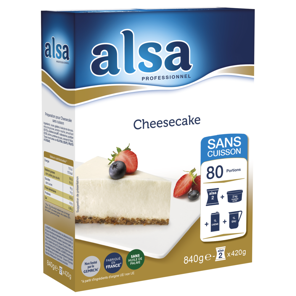 Préparation Cheesecake sans cuisson Alsa 80 portions