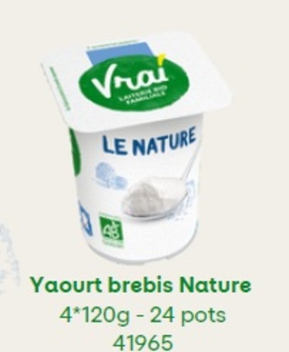 Yt brebis nature BIO LFR (120Gx4x6) Vrai