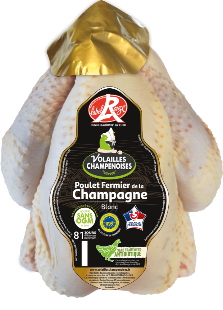 Poulet fermier blanc de Champagne Label Rouge nu