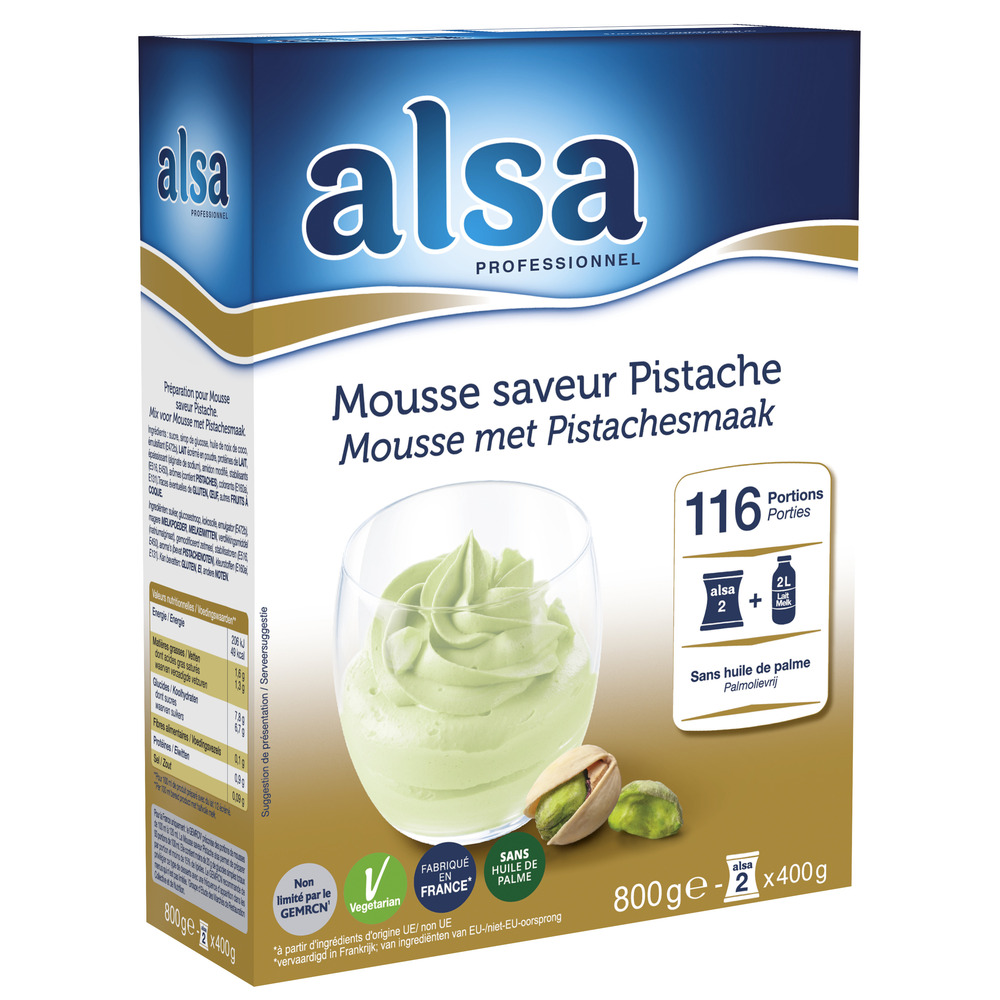 326041 - Mousse saveur pistache en boîte 800 g ALSA