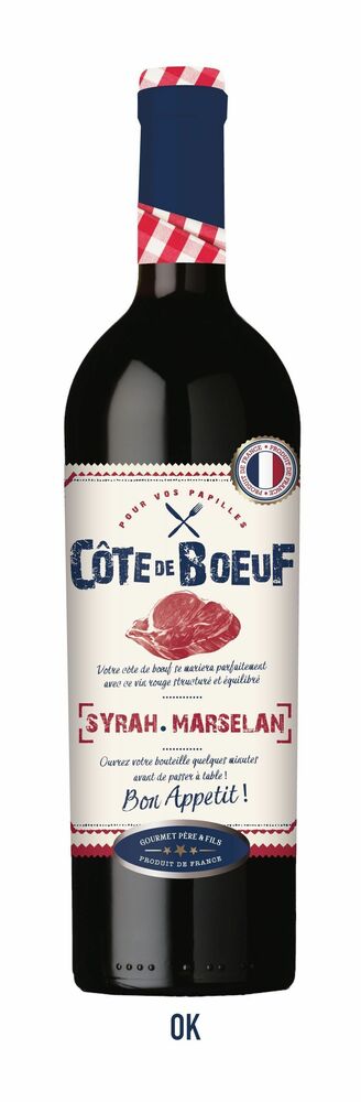 288543 - Pays d'Oc Syrah Marselan rouge IGP en bouteille 75 cl COTE DE BOEUF