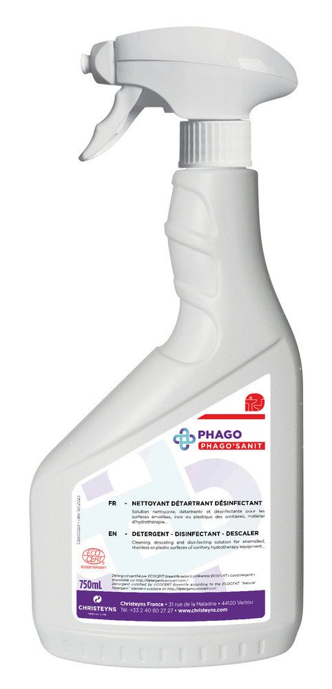 89910 - Détergent désinfectant détartrant écologique flacon 750 ml CHRISTEYNS. TP2 TP4