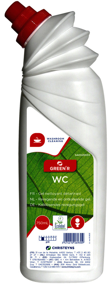 296548 - Gel nettoyant détartrant WC Ecolabel en flacon 750 ML GREEN'R