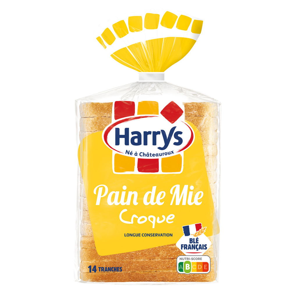 5043 - Pain de mie spécial croque en tranches 12 x 12 cm en paquet 475 g HARRYS