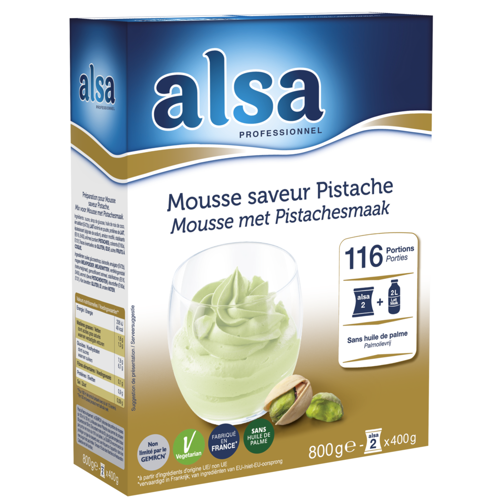 326041 Mousse saveur pistache en boîte 800 g ALSA