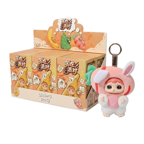 BOITE MYSTERE - M01005- Peluche figurine Vinyl LA FETE DES GLOUTONS 17 cm
