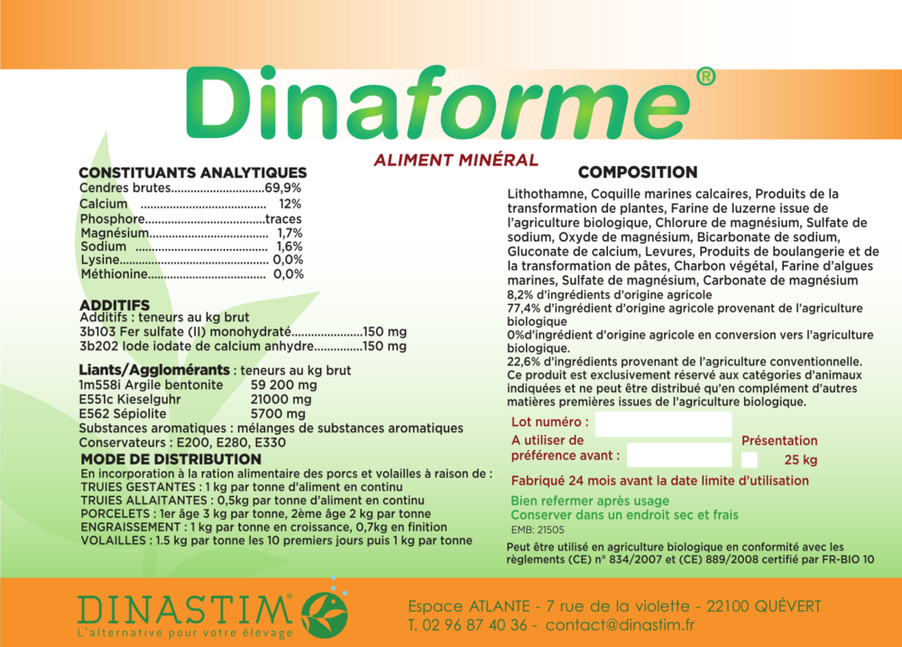 DINAFORME – Soutien métabolique et performance digestive (Agréé Bio)
