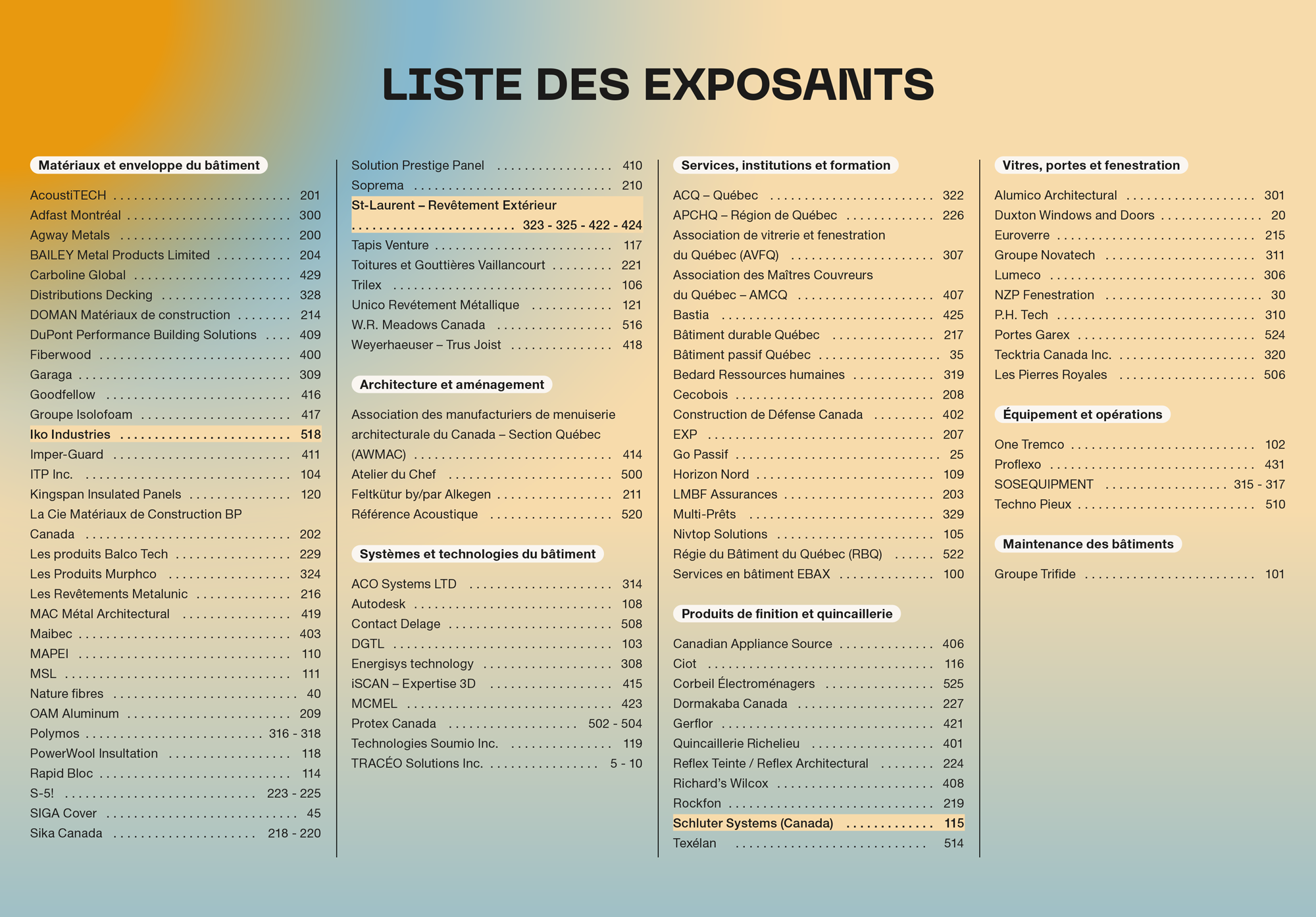Liste des exposants – Expo Contech Bâtiment Québec 2026