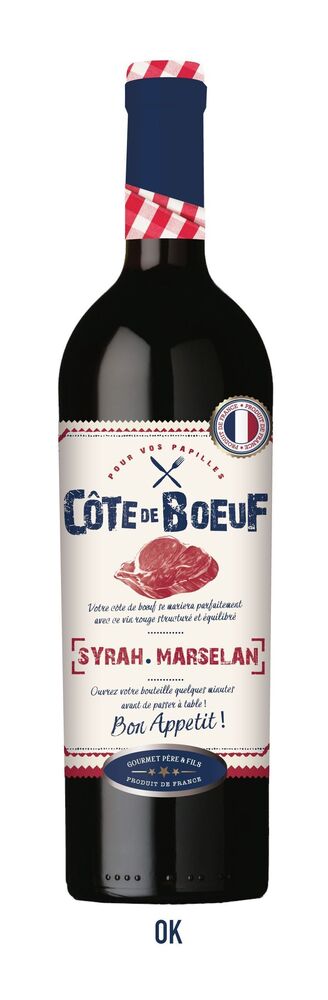 288543 - Pays d'Oc Syrah Marselan rouge IGP en bouteille 75 cl COTE DE BOEUF