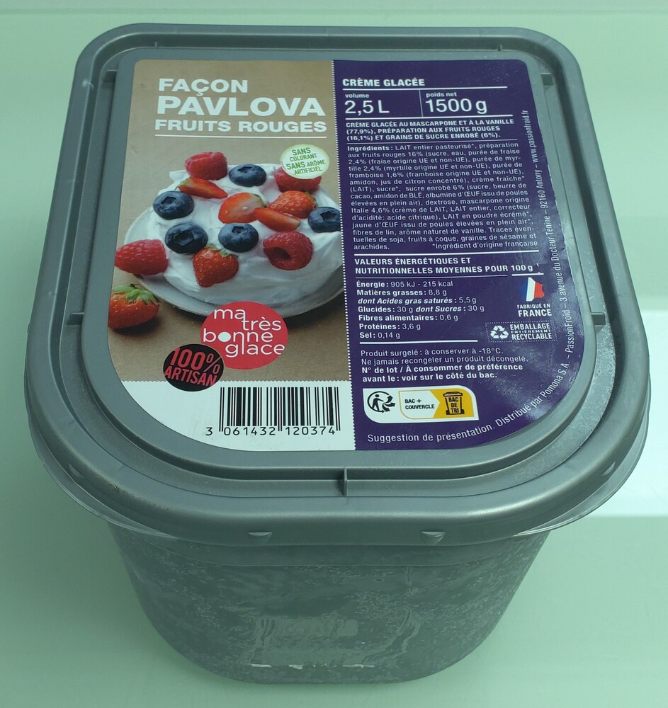 320895 - Crème glacée façon pavlova fruits rouges 2,5 L / 1,5 kg Ma Très Bonne Glace