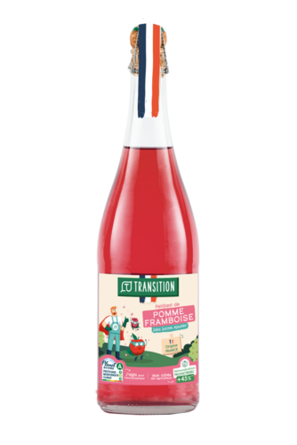 Jus de pomme framboise pétillant 75cl Transition