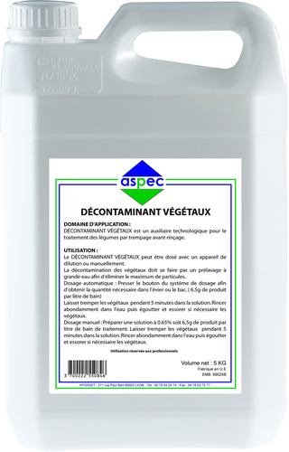 Décontaminant pour végétaux  (légume et fruit) en bidon 5 kg  ASPEC 