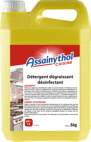 Détergent dégraissant désinfectant  en bidon 5 kg ASSAINYTHOL  TP2,TP4 