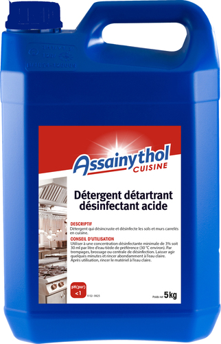 Détergent détartrant désinfectant  acide en bidon 5 kg ASSAINYTHOL.  TP2 