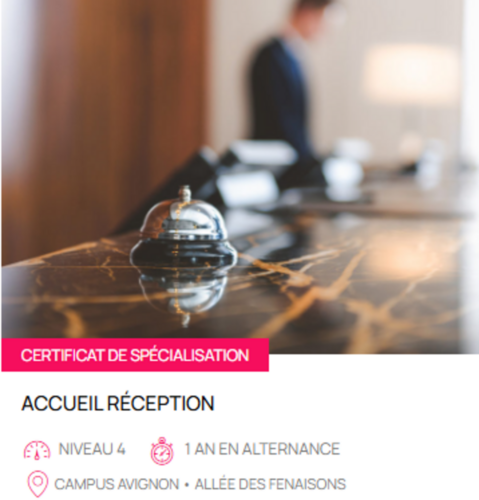 Certificat de spécialisation ACCUEIL Réception