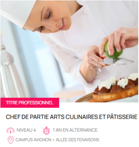 TITRE PROFESSIONNEL Chef de partie arts culinaires et pâtisserie