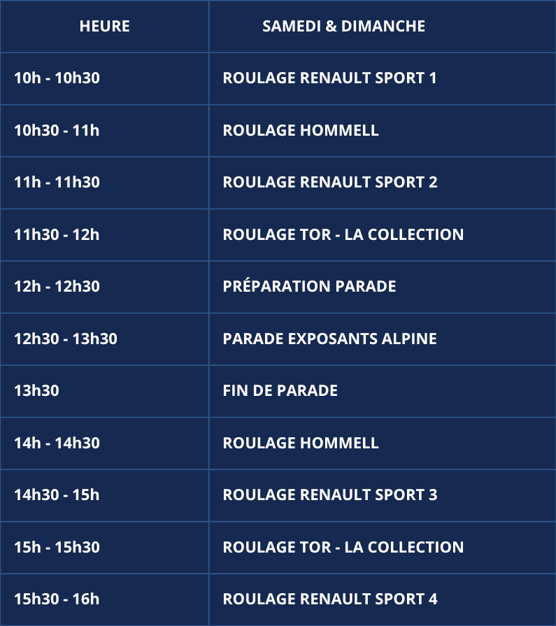 Programme circuit de l'évènement.